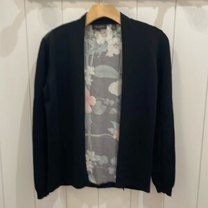 Ted Baker Black Open Sweater With Floral Inset Back—GORGEOUS!! Like New—Size 1
